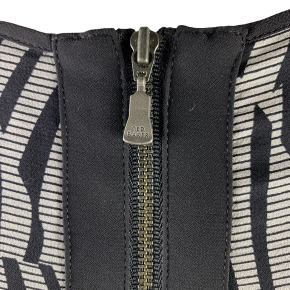 Ted Baker London Abstract Zebra Pattern with Bronze Glass Beads Design Dress - Picture 14 of 16